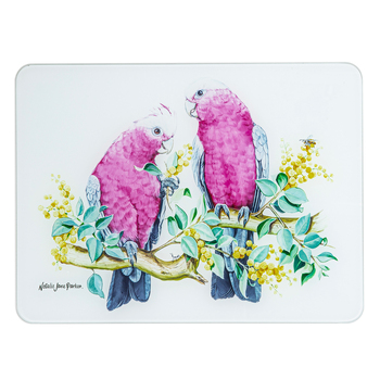 Ashdene Australian Birds 40cm Glass Surface Protector - Galahs