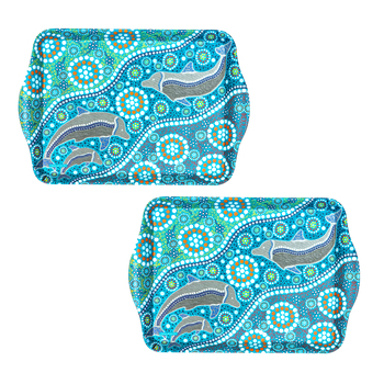 2pc Ashdene Maarakool Art 21cm Melamine Scatter Tray - Dolphins Dreaming