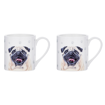 2PK Ashdene Paws & All 380ml Mug Coffee/Tea Cup - Pug