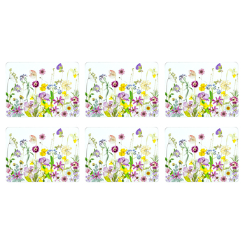 6pc Ashdene Pressed Flowers 29x21.5cm Hardboard/Cork Placemat