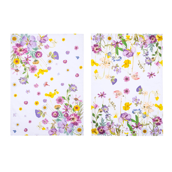 2pc Ashdene Pressed Flowers Kitchen Cotton 70cm Towel Dish Cloth