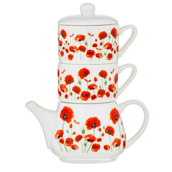 Ashdene Red Poppies 400ml Tea For Two w/ 200ml Cup