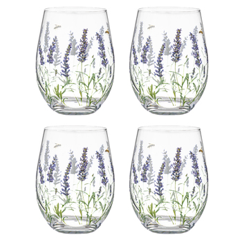 4pc Ashdene Lavender Fields 470ml Crystal Glass Tumbler Set
