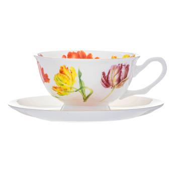 2pc Ashdene Botanical Symphony 220ml Cup & Saucer - Parrot Tulip