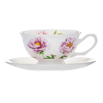 2pc Ashdene Botanical Symphony 220ml Cup & Saucer - Peony