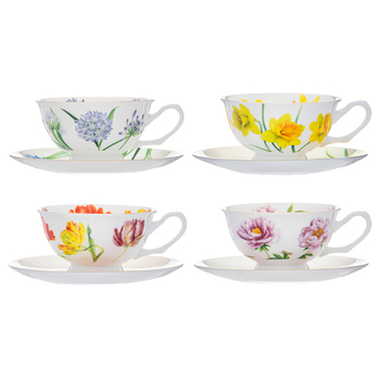 8pc Ashdene Botanical Symphony 220ml Cup & Saucer Set
