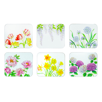 6pc Ashdene Botanical Symphony Floral 11cm Cork Coaster Square