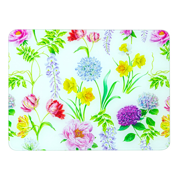 Ashdene Botanical Symphony 30x40cm Glass Surface Protector Placemat