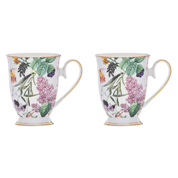 2PK Ashdene Romantic Garden 300ml Footed Coffee Mug - White