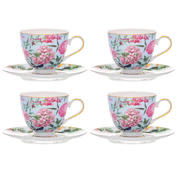 8pc Ashdene Romantic Garden 250ml Cup & Saucer Set