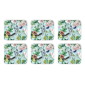 6pc Ashdene Romantic Garden Floral 11cm Cork Coaster Square