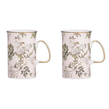 2PK Ashdene Elegant Rose Fine Bone China 11.5cm Coffee Mug - Blush