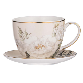 2pc Ashdene Elegant Rose 310ml Fine Bone China Cup & Saucer Set - Cream
