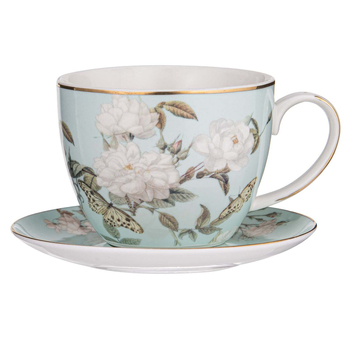 2pc Ashdene Elegant Rose 310ml Fine Bone China Cup & Saucer Set - Mint