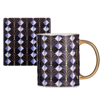 2pc Ashdene Decadence 360ml New Bone China Mug & Coaster Set - Midnight