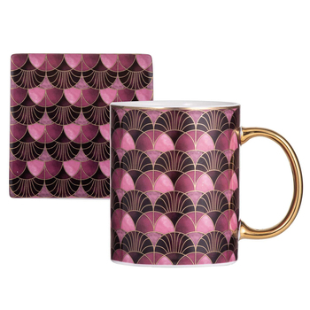 2pc Ashdene Decadence 360ml New Bone China Mug & Coaster Set - Magenta