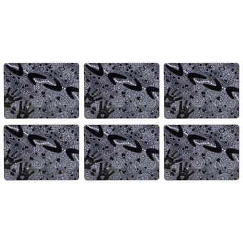 6pc Ashdene Hardboard/Cork 29cm Maintaining Our Culture Placemat - Black