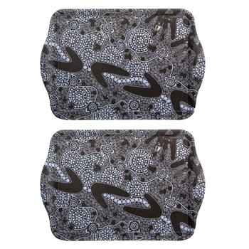 2pc Ashdene Matte Melamine Maintaining Our Culture 21cm Scatter Tray - Black