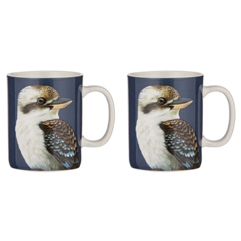 2PK Ashdene New Bone China 350ml Modern Birds Kookaburra Mug