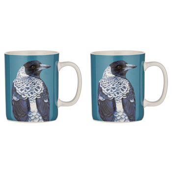 2PK Ashdene New Bone China 350ml Modern Birds Magpie Mug