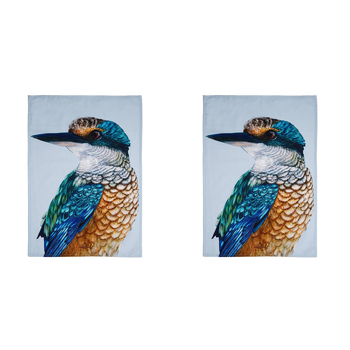 2PK Ashdene Cotton 70x50cm Modern Birds Kingfisher Kitchen Towel