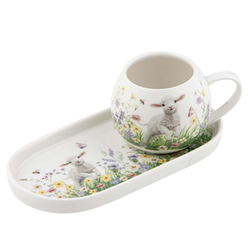 2pc Ashdene New Bone China Sweet Meadows Mini Hug Mug & Plate Set