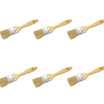 6x Cuisena Pastry Brush Large w/ Wooden Handle - Beige