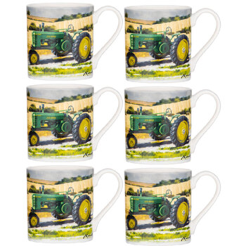 6PK Ashdene Tractors Then/Now John Deere Fine Bone China Mug