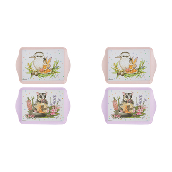 2x 2pc Ashdene Aussie Fairies Sugar Glider/Kookaburra Serving Platter Scatter Tray