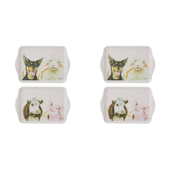 2x 2pc Ashdene Farmyard Faces Serving Platter Scatter Tray
