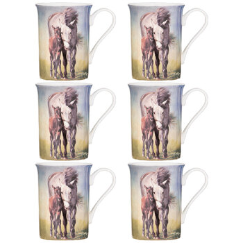 6PK Ashdene Mares & Foals Grey Mare Family Fine Bone China Mug