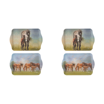 2x 2pc Ashdene Mares & Foals Grey/Paddock Serving Platter Scatter Tray