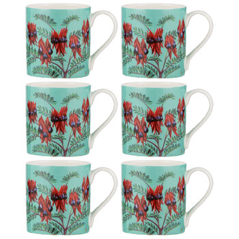 6PK Ashdene Native Flora Sturt's Desert Pea Fine Bone China Mug
