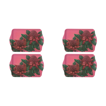 2x 2pc Ashdene Native Flora Waratah Serving Platter Scatter Tray