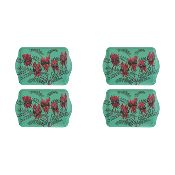 2x 2pc Ashdene Native Flora Sturt's Desert Pea Serving Platter Scatter Tray