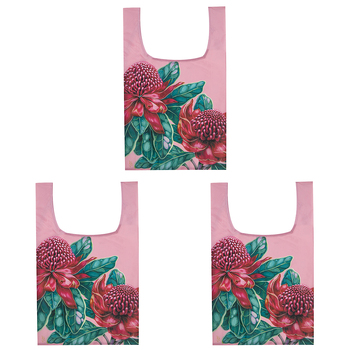 3PK Ashdene Native Flora Waratah RPET Reusable Tote Shopping Bag