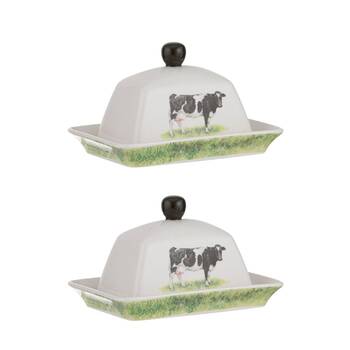 2PK Ashdene Meet The Girls Butter Dish & Tray Serveware 19x13cm