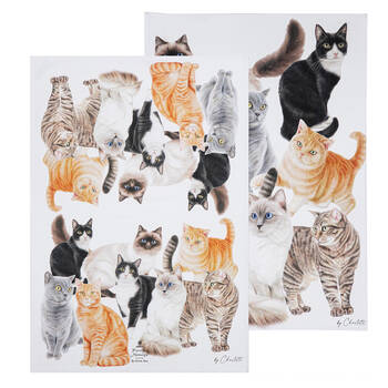 2pc Ashdene Purrrfect Moments Kitchen Tea Towel 50x70cm - White