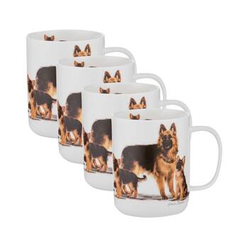 4PK Ashdene Puppy Love German Shepherd Drinking Coffee/Tea Mug 11.5x8cm 