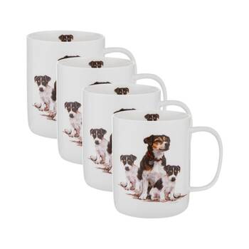 4PK Ashdene Puppy Love Jack Russell Drinking Coffee/Tea Mug 11.5x8cm 