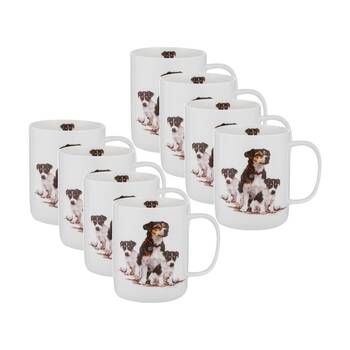 8PK Ashdene Puppy Love Jack Russell Drinking Coffee/Tea Mug 11.5x8cm 