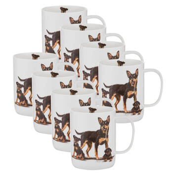 8PK Ashdene Puppy Love Kelpie Mug New Bone China 400ml/11.5cm - White