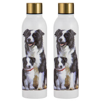 2PK Ashdene Puppy Love Border Collie Water Drink Bottle 24.5cm