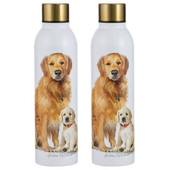 2PK Ashdene Puppy Love Golden Retriever Water Drink Bottle 24.5cm
