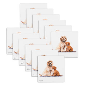 12PK Ashdene Puppy Love Cavoodle Ceramic Coaster Square 10x10cm