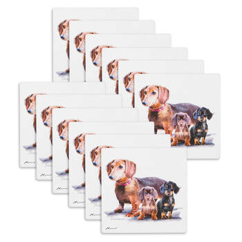 12PK Ashdene Puppy Love Dachshund Ceramic Coaster Square 10x10cm