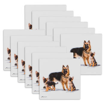 12PK Ashdene Puppy Love German Shepherd Ceramic Coaster Square 10x10cm