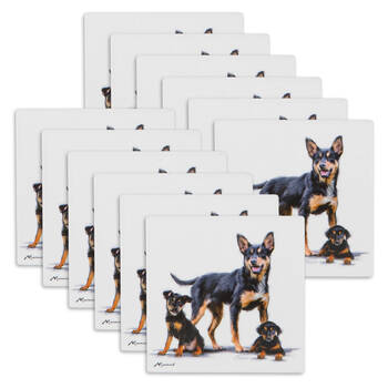 12PK Ashdene Puppy Love Kelpie Ceramic Coaster Square 10x10cm