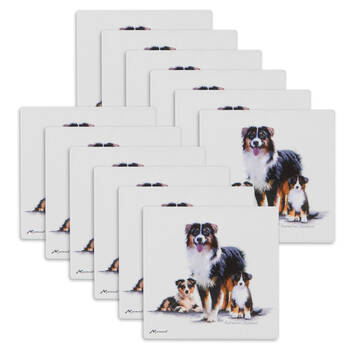 12PK Ashdene Puppy Love Australian Shepherd Ceramic Coaster Square 10x10cm