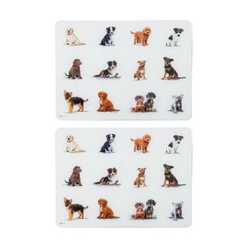 2PK Ashdene Puppy Love Surface Table Placemat Protector 30x40cm - White